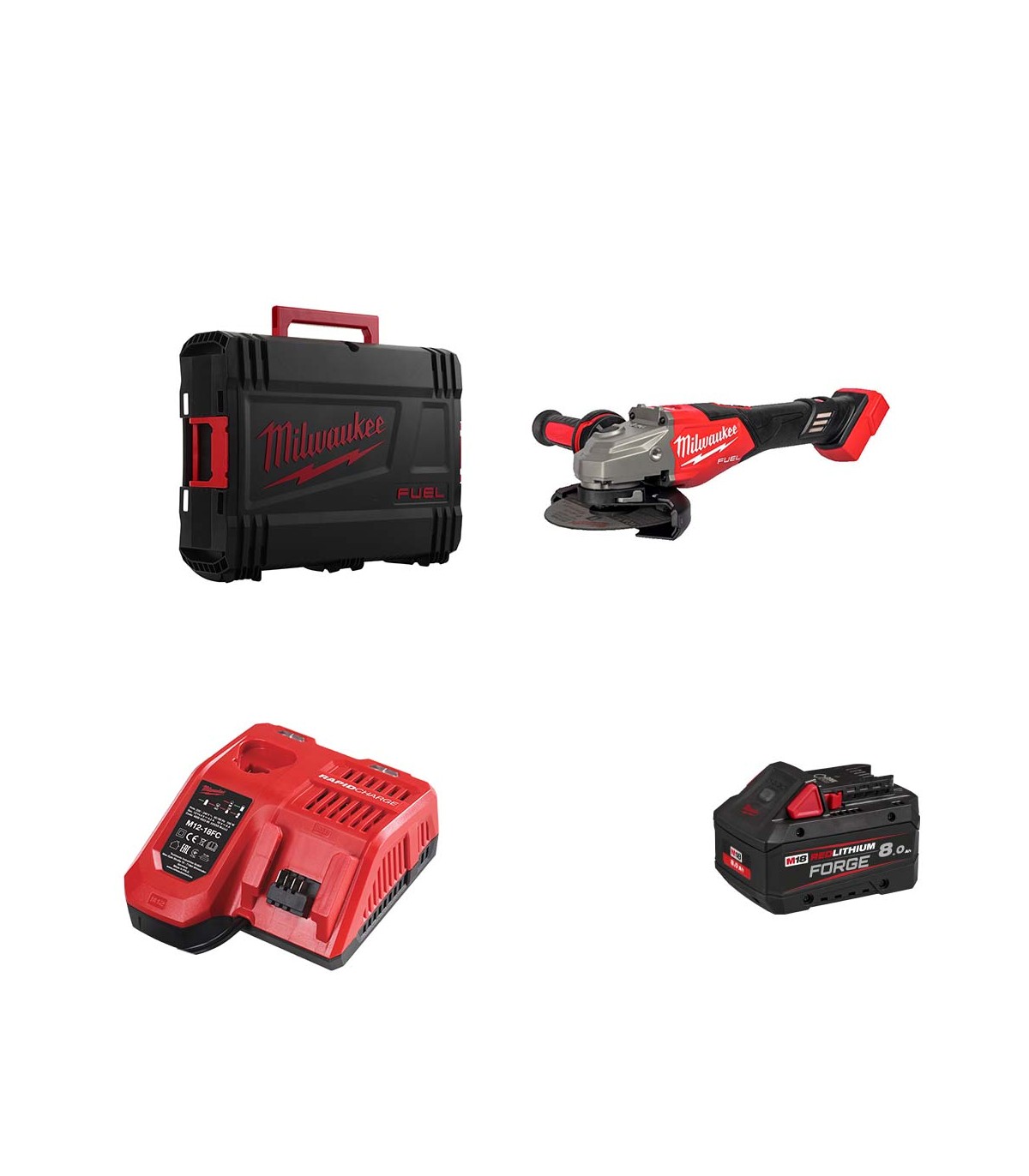 Meuleuse d'angle Ø125 mm M18 FHSAG125XB2-0X + 1 batterie FB 8 Ah + chargeur M12-18 FC MILWAUKEE