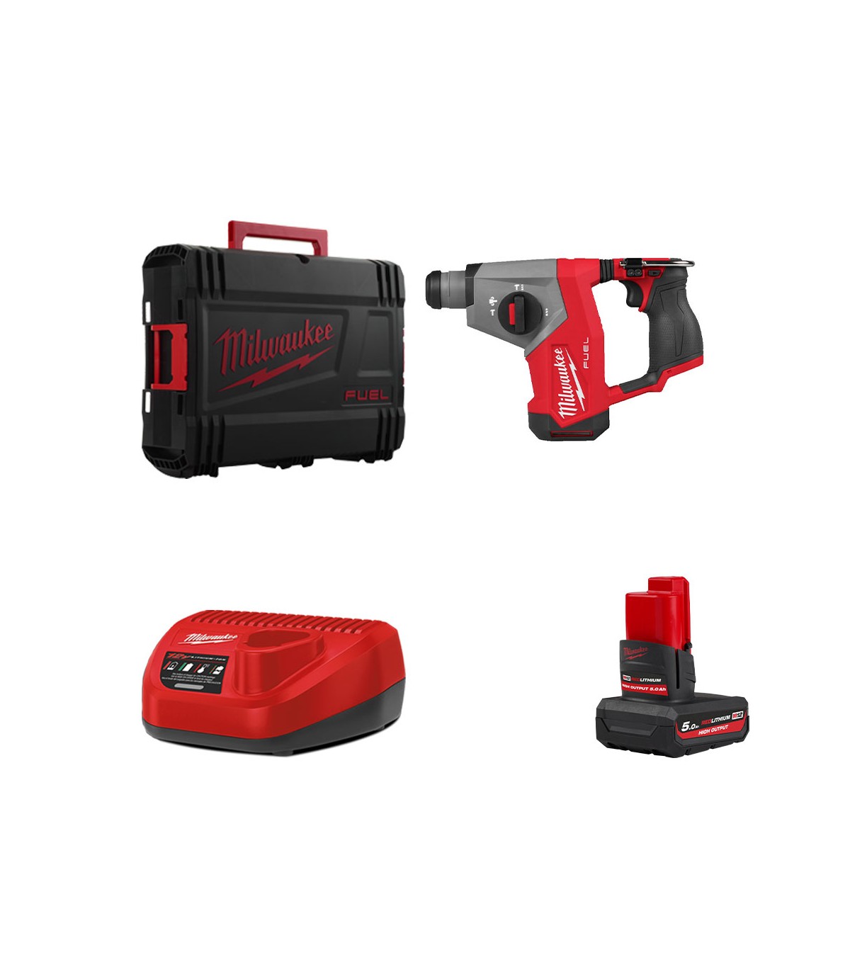 Perforateur SDS Plus 12V M12 FHAC16-0X + 1 batterie 12V HB 5 Ah + 1 chargeur C12C MILWAUKEE
