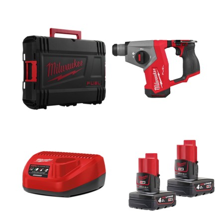 Perforateur SDS Plus 12V M12 FHAC16-0X + 2 batteries 12V 4 Ah + 1 chargeur C12C MILWAUKEE