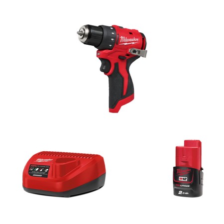 Perceuse visseuse 12V M12 BLDDRC + 1 batterie 12V 2 Ah + 1 chargeur C12C MILWAUKEE