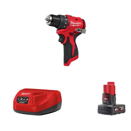 Perceuse visseuse 12V M12 BLDDRC + 1 batterie 12V 4 Ah + 1 chargeur C12C MILWAUKEE
