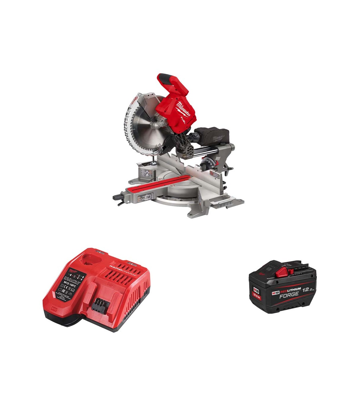 Scie à onglet radiale Ø305 mm 18V M18 FMS305-121 + 1 batterie FB 12 Ah + chargeur M12-18 FC MILWAUKEE