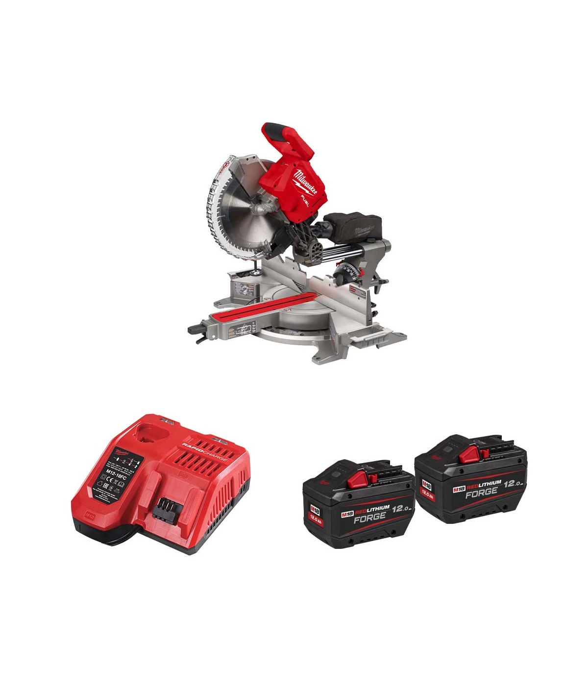 Scie à onglet radiale Ø305 mm 18V M18 FMS305-0 + 2 batteries FB 12 Ah + chargeur M12-18 FC MILWAUKEE