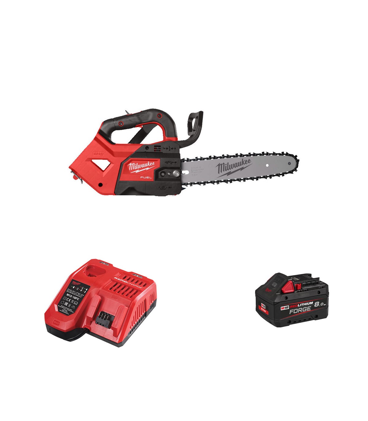 Tronçonneuse d'élagage 30 cm M18 FTHCHS30-0 + 1 batterie Forge 18V 8 Ah + chargeur M12-18 FC MILWAUKEE
