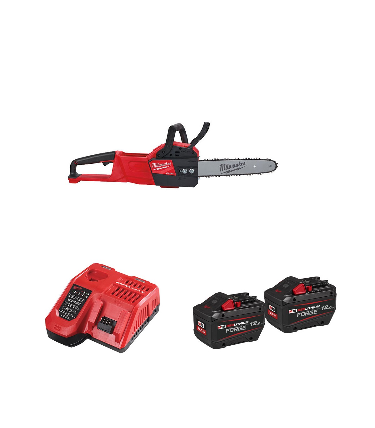 Tronçonneuse 30 cm M18 FCHSC-0 + 2 batteries Forge 18V 12 Ah + chargeur M12-18 FC MILWAUKEE
