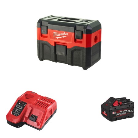Aspirateur 18V M18 VC2-0 + 1 batterie Forge 18V 8 Ah + chargeur M12-18FC MILWAUKEE