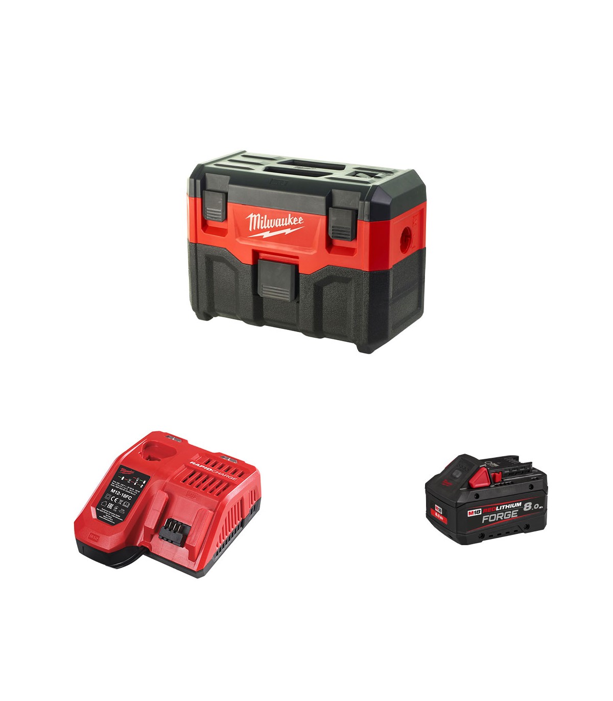 Aspirateur 18V M18 VC2-0 + 1 batterie Forge 18V 8 Ah + chargeur M12-18FC MILWAUKEE