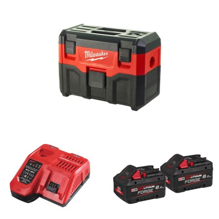 Aspirateur 18V M18 VC2-0 + 2 batteries Forge 18V 8 Ah + chargeur M12-18FC MILWAUKEE