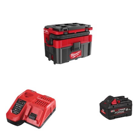 Aspirateur 18V M18 FPOVCL-0 + 1 batterie Forge 18V 8 Ah + chargeur M12-18FC MILWAUKEE