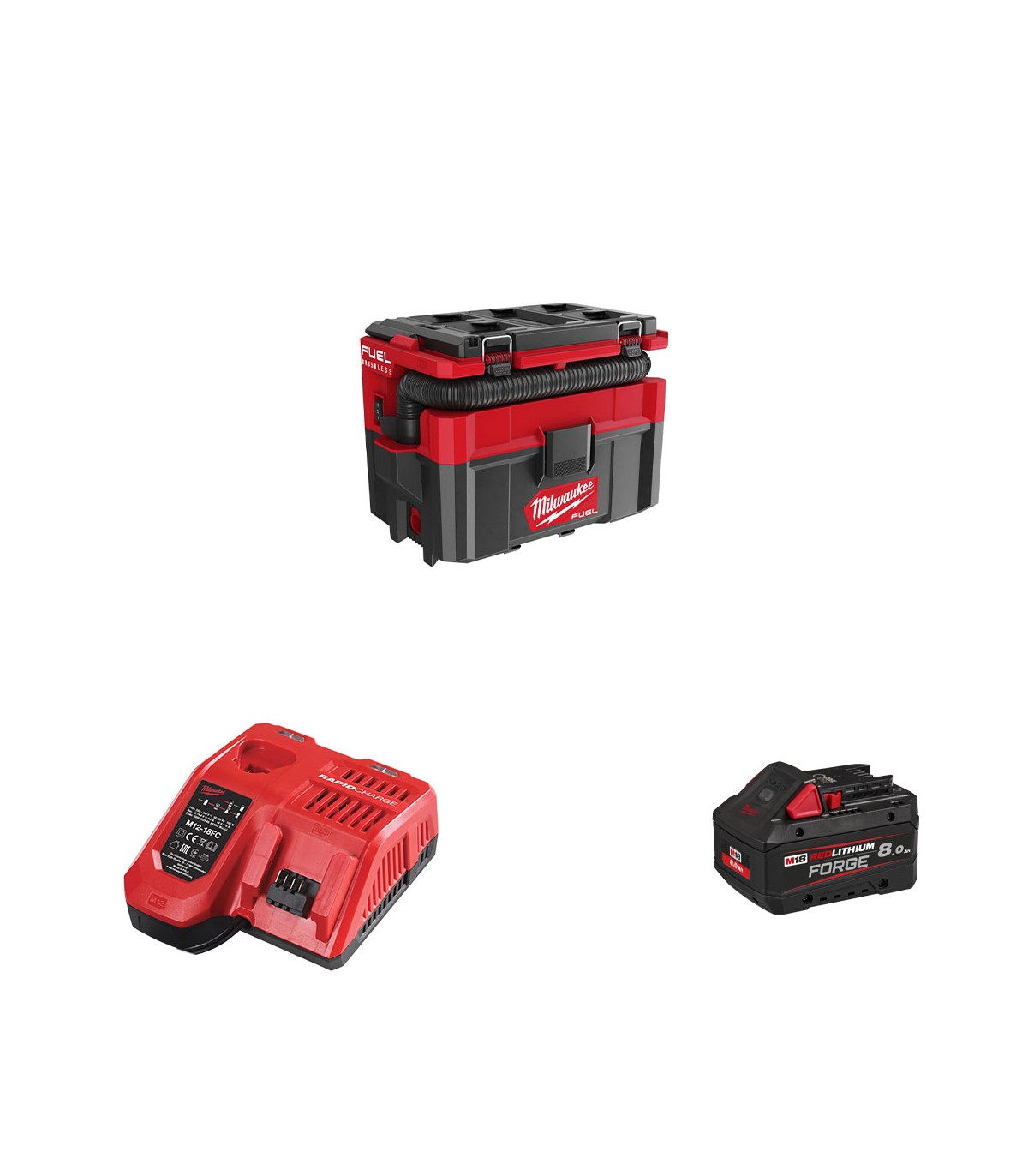 Aspirateur 18V M18 FPOVCL-0 + 1 batterie Forge 18V 8 Ah + chargeur M12-18FC MILWAUKEE