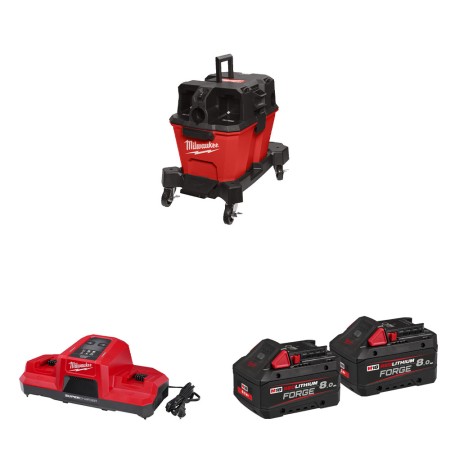 Aspirateur à batterie M18 F2VC23L Classe L + 2 batteries Forge 18V 8 Ah + 1 chargeur M12-18FC MILWAUKEE
