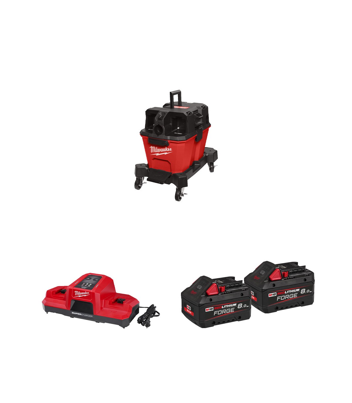 Aspirateur à batterie M18 F2VC23L Classe L + 2 batteries Forge 18V 8 Ah + 1 chargeur M12-18FC MILWAUKEE