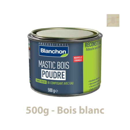 Mastic Bois Poudre Bois blanc 500g BLANCHON