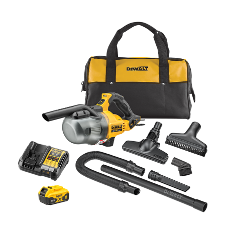 Aspirateur à main 18V DCV501LN-XJ + 1 batterie 18V 5 Ah + chargeur DCB1104-QW DEWALT