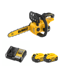 Tronçonneuse 18V 30cm DCMCS565N-XJ + 2 batteries 18V 5 Ah + chargeur DCB1104-QW DEWALT