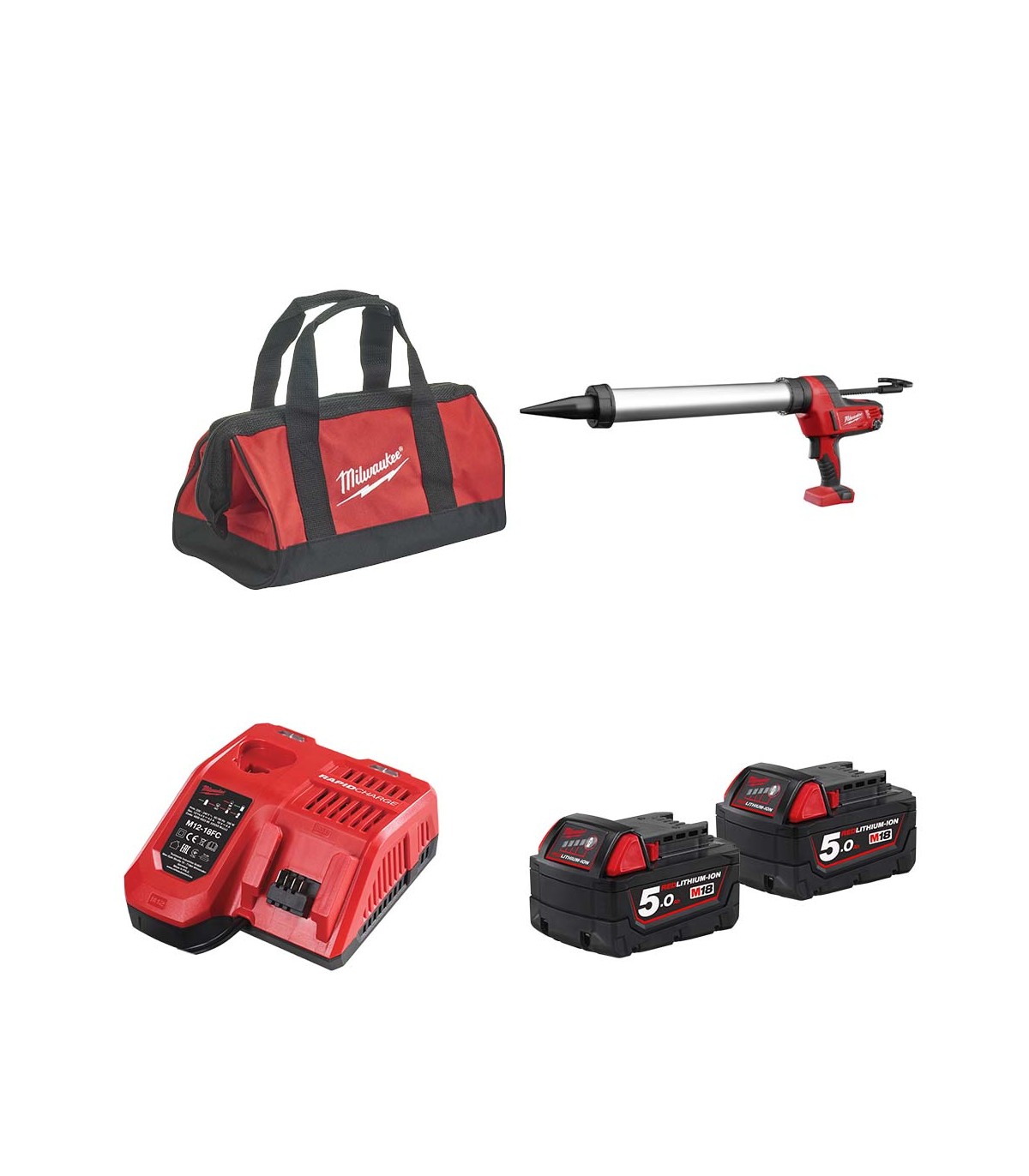 Pistolet à colle 18V C18 PCG/600A-0B + 2 batteries 18V 5 Ah + chargeur M12-18FC MILWAUKEE