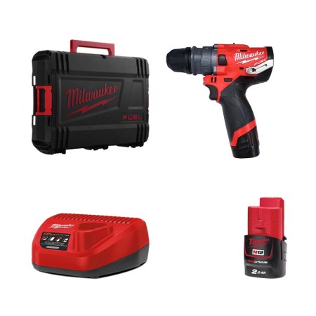 Perceuse visseuse à percussion 6en1 M12 FPDXKIT-0X + 1 batterie 2 Ah 12 V + chargeur C12C MILWAUKEE