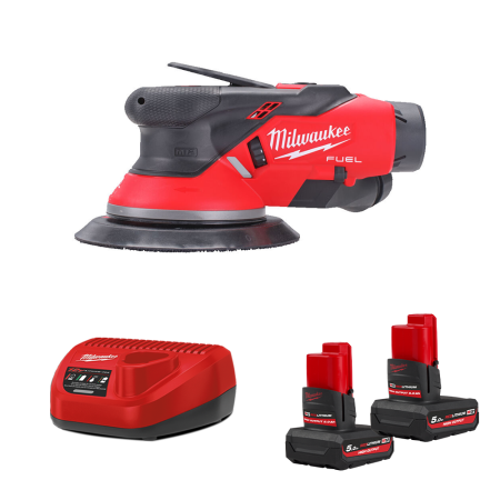 Ponceuse excentrique Ø150mm 12V M12 FROS2.5-0 + 2 batteries HB 5 Ah 12 V + chargeur C12C MILWAUKEE