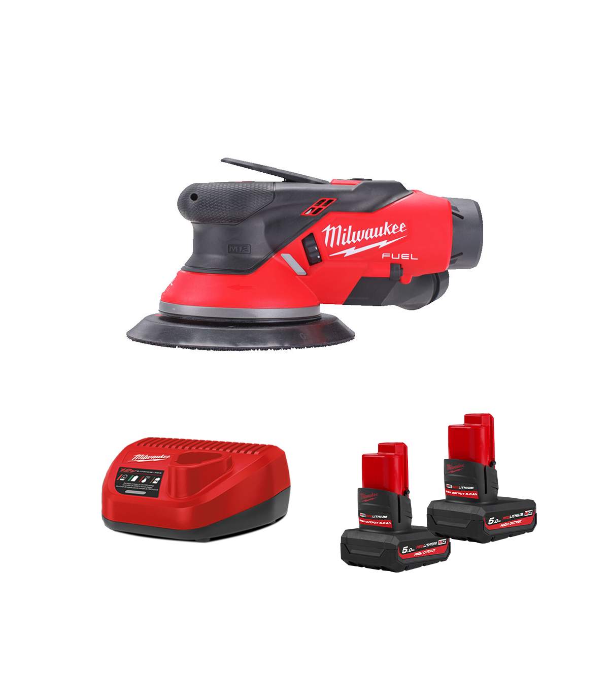 Ponceuse excentrique Ø150mm 12V M12 FROS2.5-0 + 2 batteries HB 5 Ah 12 V + chargeur C12C MILWAUKEE
