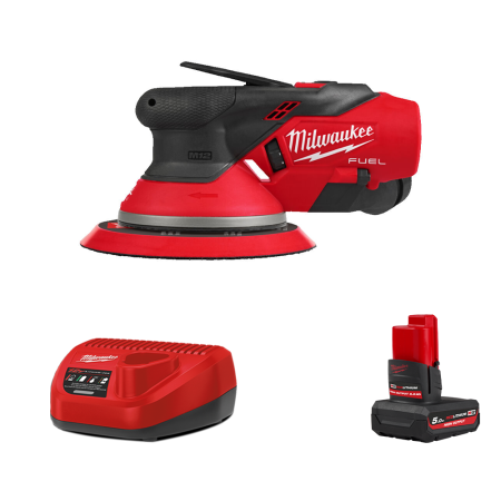 Ponceuse excentrique Ø150mm 12V M12 FROS5-0 + 1 batterie HB 5 Ah 12 V + chargeur C12C MILWAUKEE