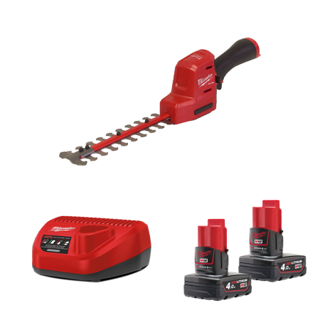Taille-haies 20cm M12 FHT20-402 + 2 batteries 4 Ah 12 V + chargeur C12C MILWAUKEE