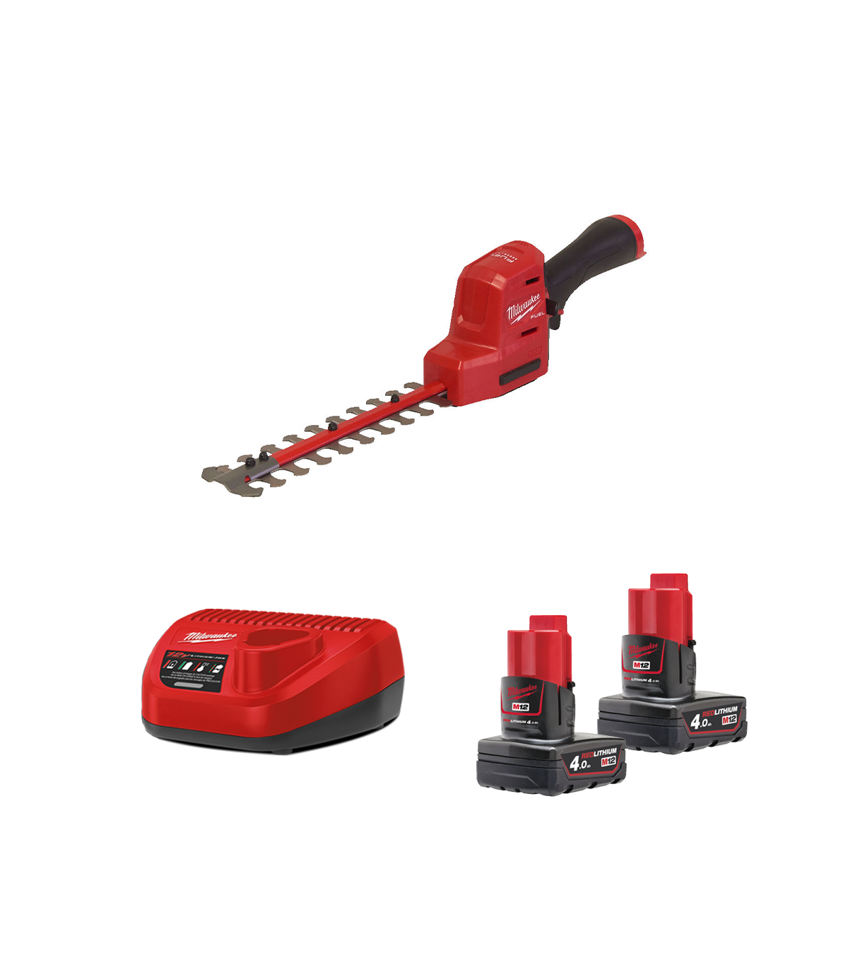 Taille-haies 20cm M12 FHT20-402 + 2 batteries 4 Ah 12 V + chargeur C12C MILWAUKEE