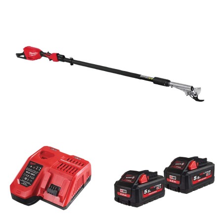 Sécateur sur perche télescopique M18 BLTS-0 + 2 batteries HB 5,5 Ah + chargeur M12-18 FC MILWAUKEE