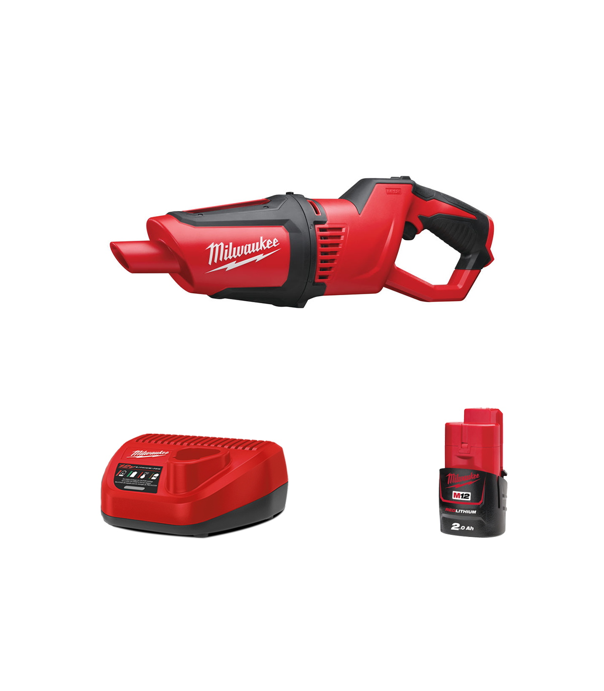 Aspirateur compact de chantier M12 HV-0 + 1 batterie 2 Ah 12 V + chargeur C12C MILWAUKEE