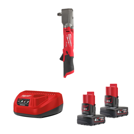 Boulonneuse d'angle ½″ M12 FRAIWF12-0 + 2 batteries 4 Ah 12 V + chargeur C12C MILWAUKEE