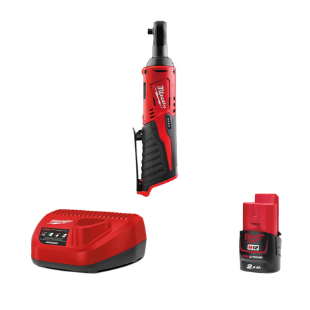 Clé à cliquet ¼″ M12 IR-0 + 1 batterie 12V 2 Ah + chargeur C12C MILWAUKEE