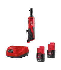 Clé à cliquet ¼″ M12 IR-0 + 2 batteries 12V 2 Ah + chargeur C12C MILWAUKEE