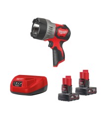 Torche LED longue portée M12 SLED-0 + 2 batteries 4 Ah 12 V + chargeur C12C MILWAUKEE