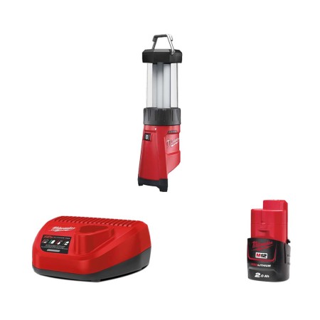 Lanterne de chantier LED M12 LL-0 + 1 batterie 2 Ah 12 V + chargeur C12C MILWAUKEE