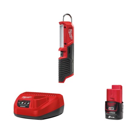Baladeuse LED M12 SL-0 + 1 batterie 2 Ah 12 V + chargeur C12C MILWAUKEE