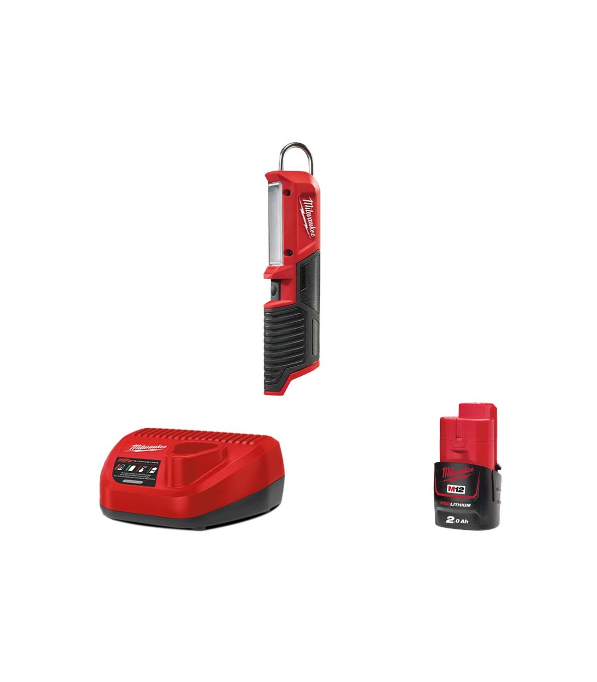 Baladeuse LED M12 SL-0 + 1 batterie 2 Ah 12 V + chargeur C12C MILWAUKEE