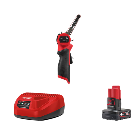 Ponceuse à bande 12V M12 FBFL10-0 + 1 batterie 4 Ah 12 V + chargeur C12C MILWAUKEE