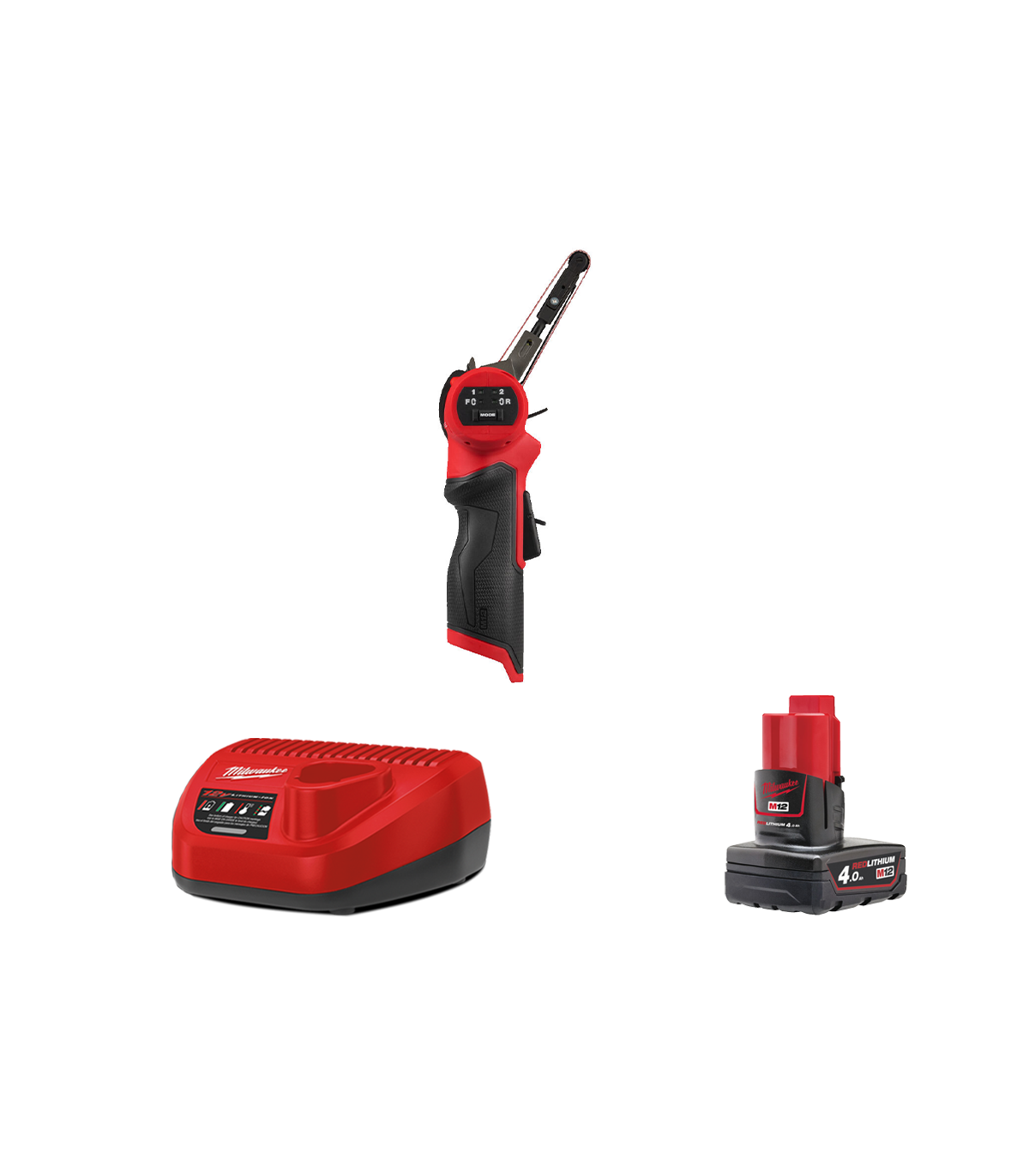 Ponceuse à bande 12V M12 FBFL10-0 + 1 batterie 4 Ah 12 V + chargeur C12C MILWAUKEE
