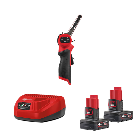 Ponceuse à bande 12V M12 FBFL10-0 + 2 batteries 4 Ah 12 V + chargeur C12C MILWAUKEE