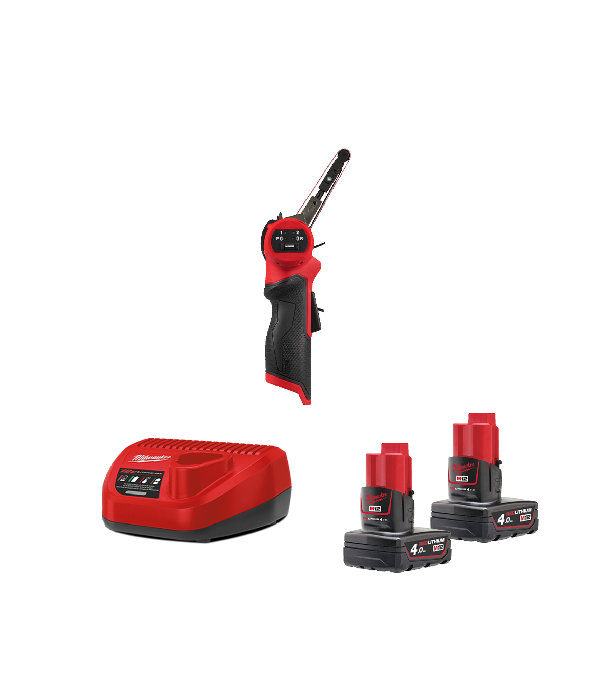Ponceuse à bande 12V M12 FBFL10-0 + 2 batteries 4 Ah 12 V + chargeur C12C MILWAUKEE