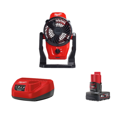 Ventilateur M12 AF-0 + 1 batterie 4 Ah 12 V + chargeur C12C MILWAUKEE