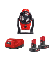 Ventilateur M12 AF-0 + 2 batteries 4 Ah 12 V + chargeur C12C MILWAUKEE
