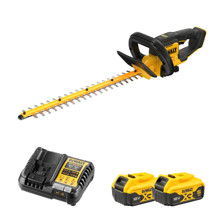 Taille haie 18V 55cm DCMHT562N-XJ + 2 batterie 18V 5 Ah + chargeur DCB1104-QW DEWALT
