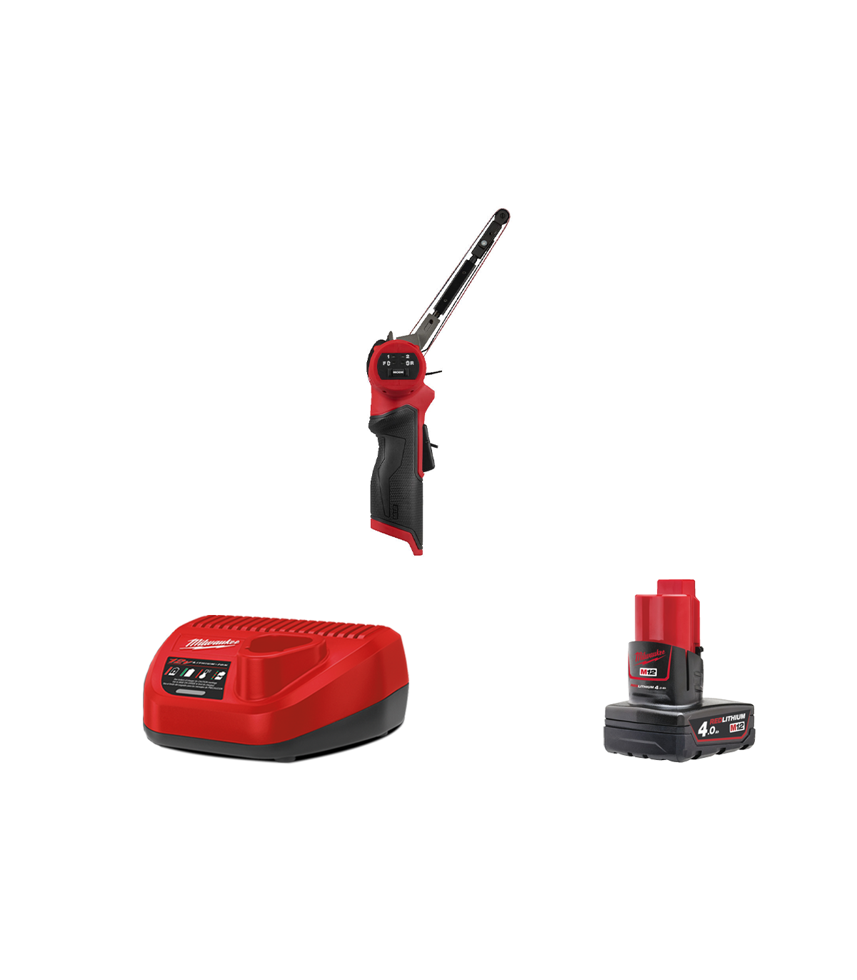 Ponceuse à bande 12V M12 FBFL13-0 13mm + 1 batterie 4 Ah 12 V + chargeur C12C MILWAUKEE