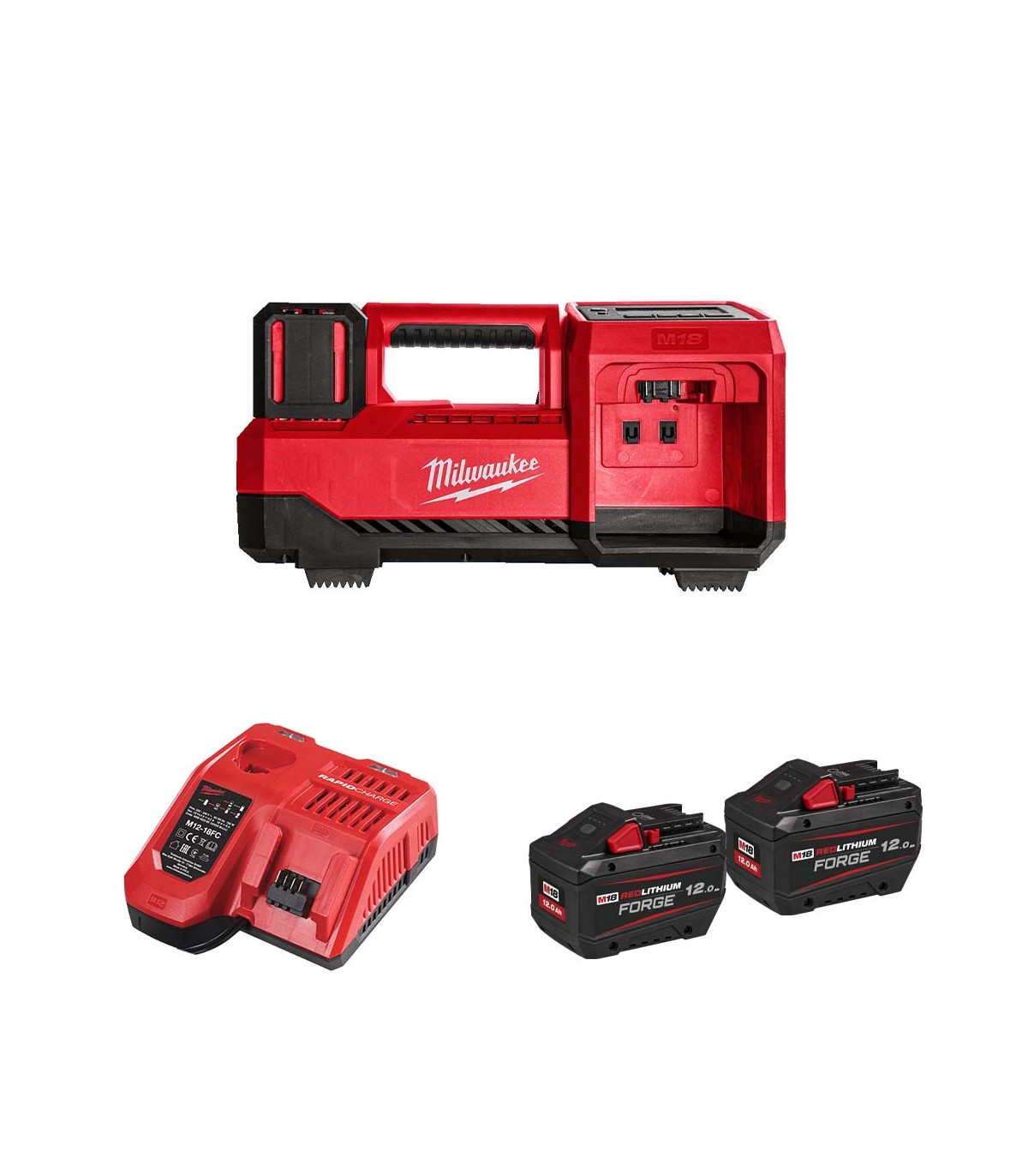Compresseur 18V M18 BI-0 + 2 batteries FB 12 Ah + chargeur M12-18 FC MILWAUKEE