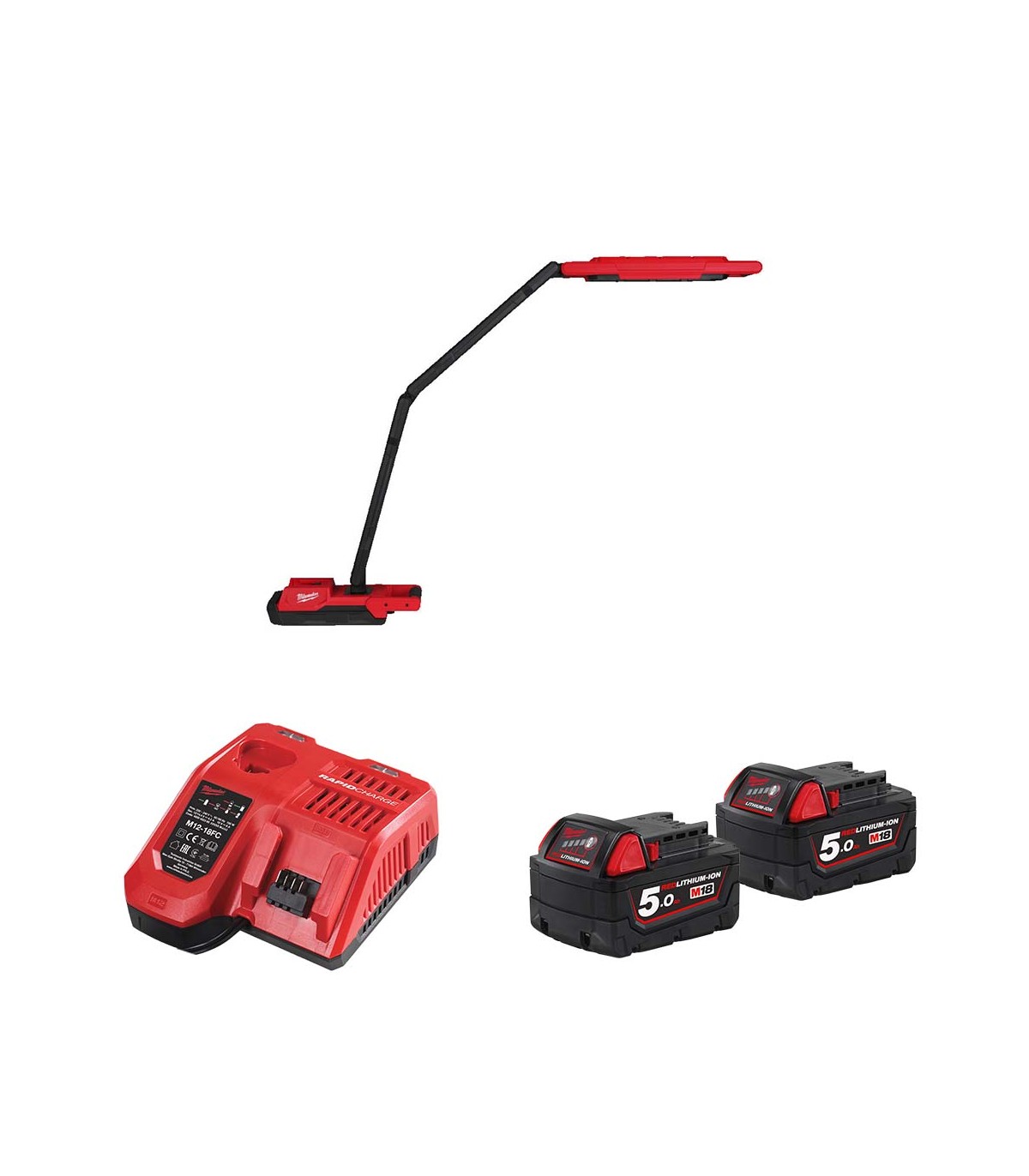 Éclairage de maintenance 18V M18 ABL-0 + 2 batteries 18V 5 Ah + 1 chargeur M12-18FC  MILWAUKEE