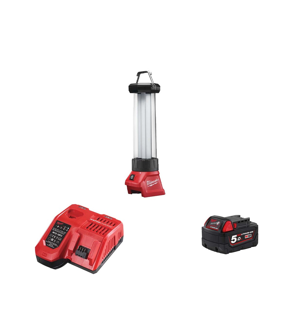 Lanterne de chantier LED M18 LL-0 + 1 batterie 5 Ah + chargeur M12-18 FC MILWAUKEE