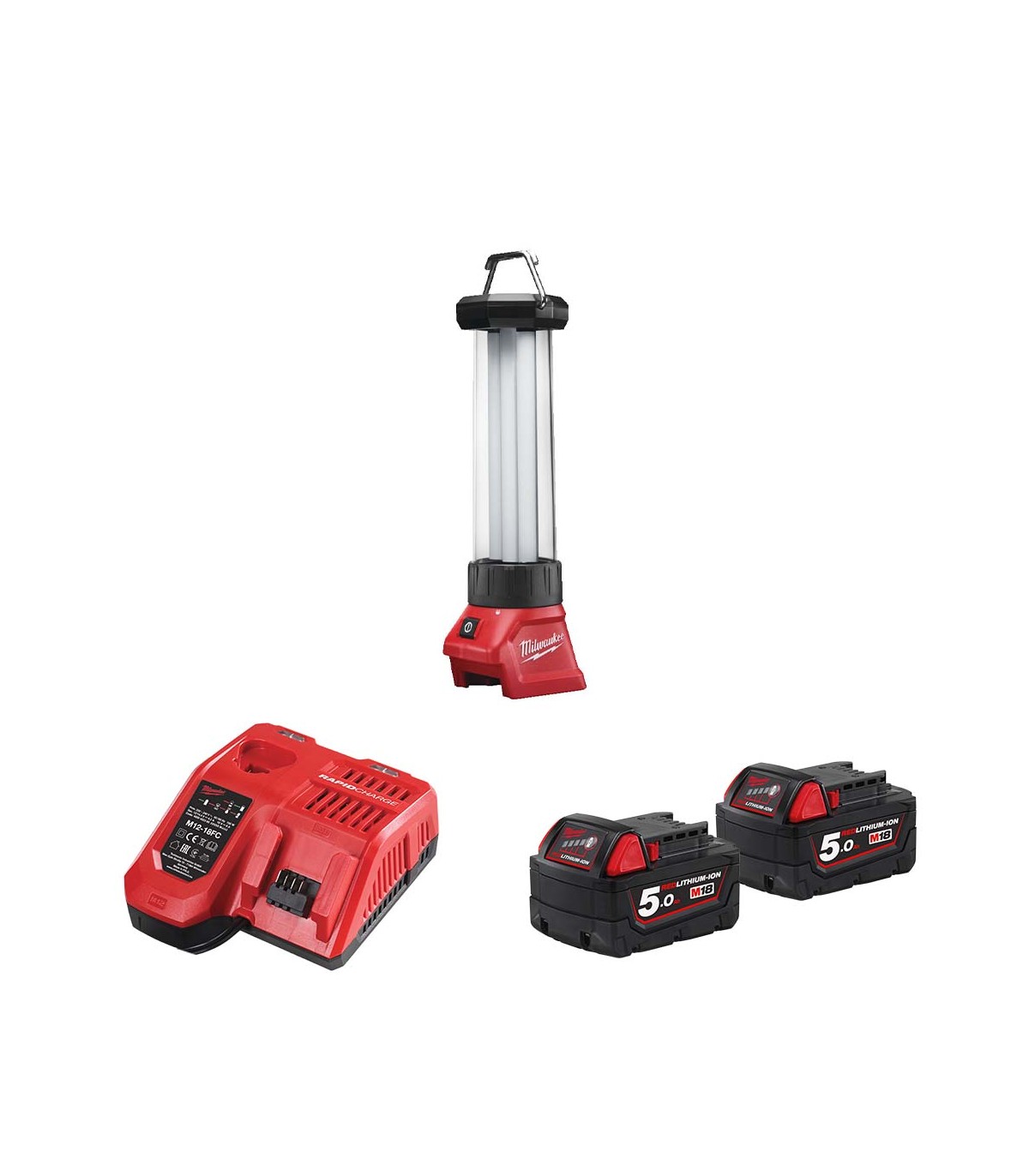 Lanterne de chantier LED M18 LL-0 + 2 batteries 5 Ah + chargeur M12-18 FC MILWAUKEE