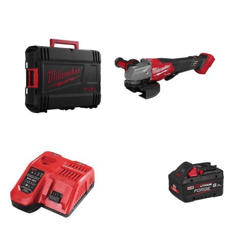 Meuleuse d'angle avec homme mort Ø125 mm M18 FHSAG125XPDB2-0X + 1 batterie FB 8 Ah + chargeur M12-18 FC MILWAUKEE