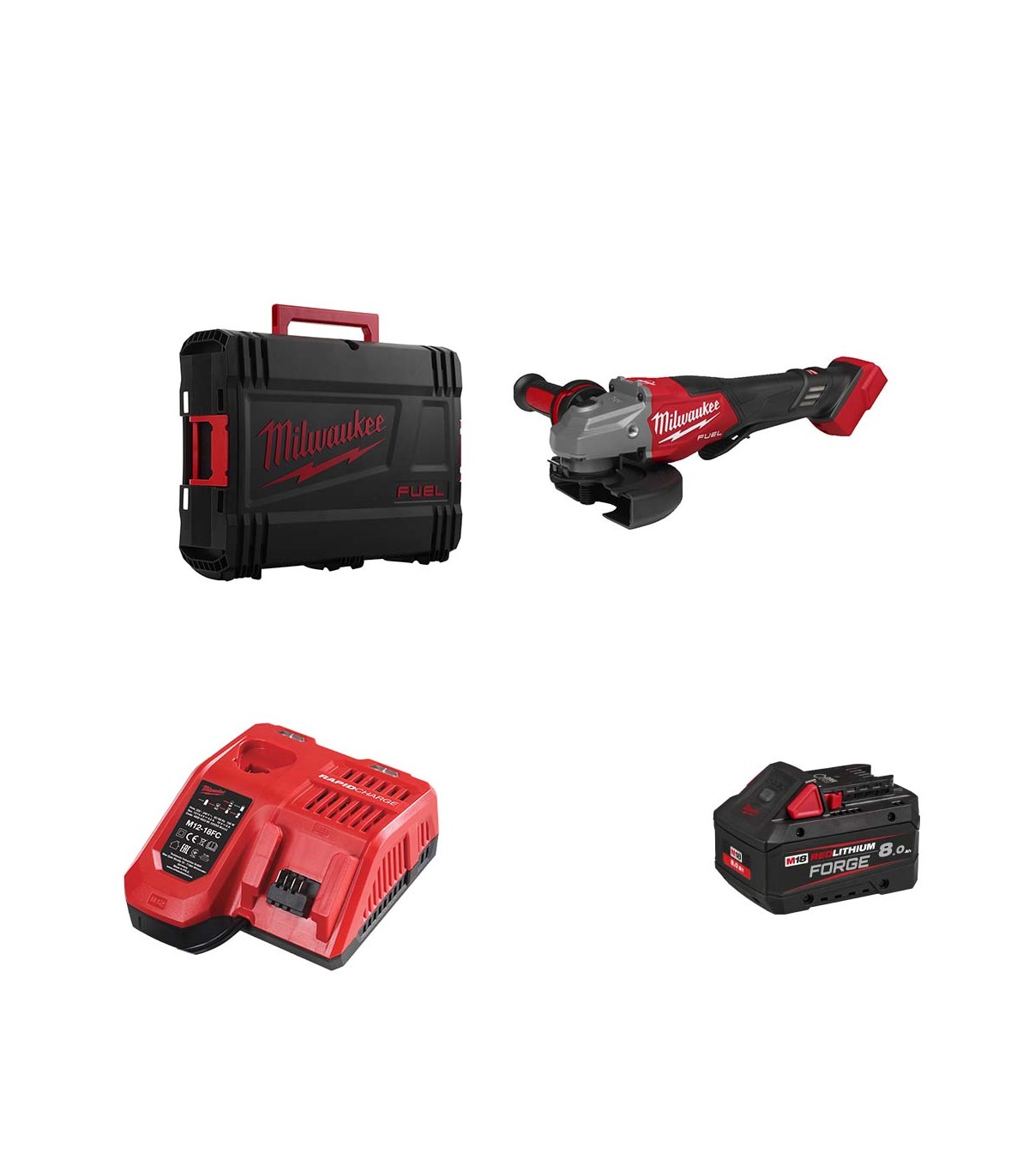 Meuleuse d'angle avec homme mort Ø125 mm M18 FHSAG125XPDB2-0X + 1 batterie FB 8 Ah + chargeur M12-18 FC MILWAUKEE