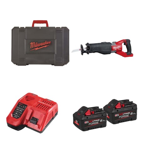 Scie sabre 18V M18 FSX-0C + 2 batteries FB 8 Ah + chargeur M12-18 FC MILWAUKEE